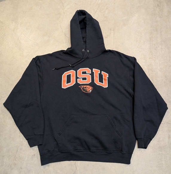 Y2K Jerzees OSU Oregon State Beavers Black Hoodie Mens XL - Picture 1 of 4